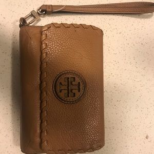 Tory Burch wristlet tan cognac color